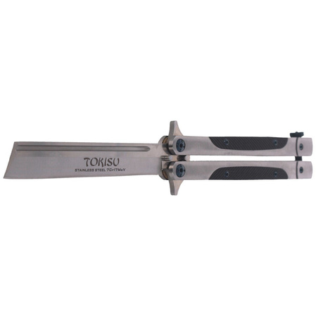 TOKISU Balisong Black G10/Steel, Satin butterfly knife (02174)