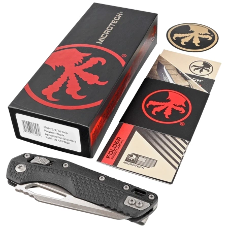 Nóż składany Microtech MSI S/E Black Tri-Grip Polymer, Apocalyptic M390MK by Tony Marfione (210T-10APPMBK)