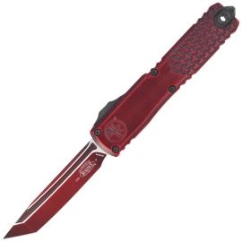 Microtech Ultratech Gen IV T/E OTF Knife Red Abrasion Half Tri-Grip Aluminum, Red Abrasion M390MK by Tony Marfione (11234HT-1RDAA)