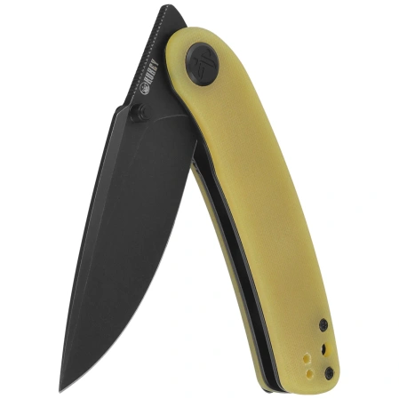 Kubey Momentum Knife Translucent Yellow G10, Blackwashed D2 by Sherif Manganas (KU344O)