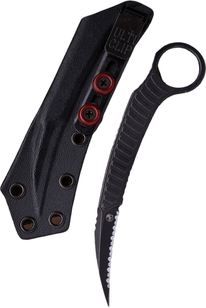 Microtech Feather Signature Knife Flag Distressed Black F/S M390 by Bastinelli (215-3DBKS-FLAG)