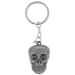 Barbaric Skull Key-Ring Old Silver Zamak (16217-SI)