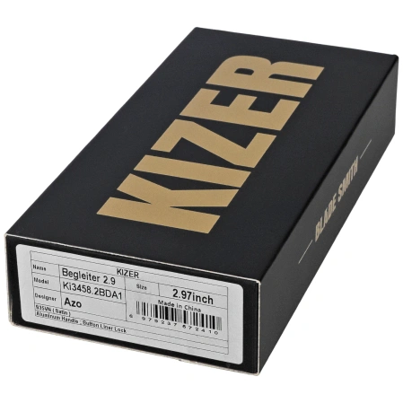 Kizer Begleiter 2.9 BLL Gray Aluminum, Satin CPM S35VN by Azo (Ki3458.2BDA1)