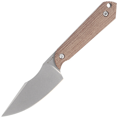 Nóż Kizer Mini Harpoon Brown Micarta, Stonewashed AEB-L by Maverick Customs (1040S7)