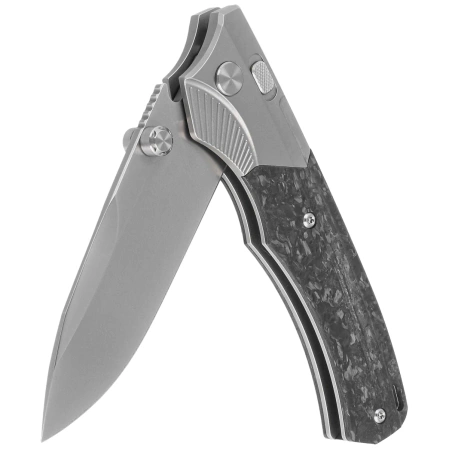 Nóż składany Remette WD107 Gray Titanium/Carbon Fiber, Hand Grinding Pearlescent M390