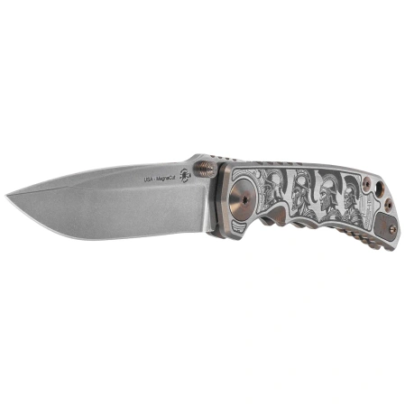 Nóż składany Spartan Blades Harsey Folder ''Marching Spartans'' Titanium, Stonewashed MagnaCut