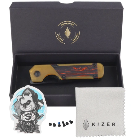 Nóż składany Kizer Mini Militaw Damascus G10 / PEI, Black PVD Nitro-V by Jonathan Styles (V3634SA1)