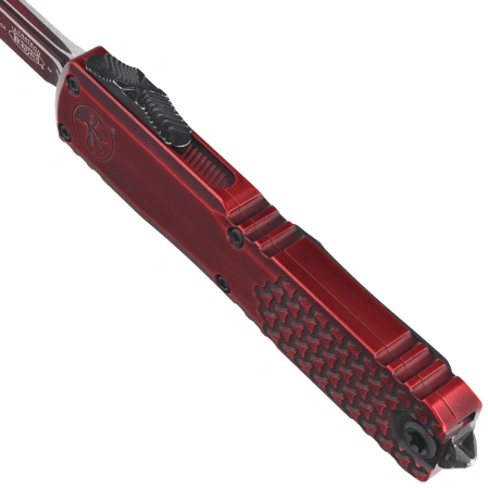 Nóż automatyczny OTF Microtech Ultratech Gen IV T/E Red Abrasion Half Tri-Grip Aluminium, Red Abrasion M390MK by Tony Marfione (11234HT-1RDAA)