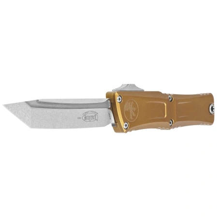 Microtech Combat Troodon Gen III T/E OTF Knife Tan Aluminum, Stonewashed M390MK by Tony Marfione (1144-10TA)