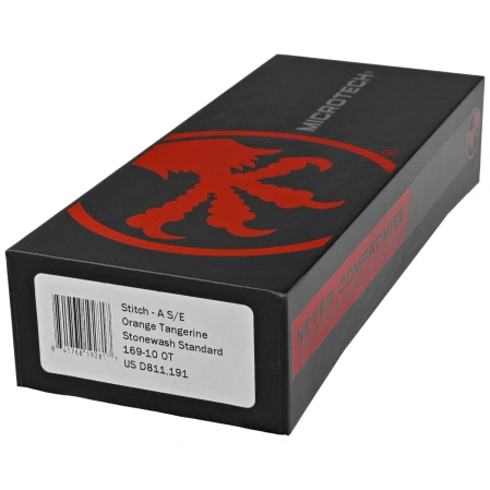 Microtech Stitch-A S/E Automatic Knife Orange Tangerine Tri-Grip Aluminum, Stonewashed by Borka Blades and Tony Marfione (169-10OT)