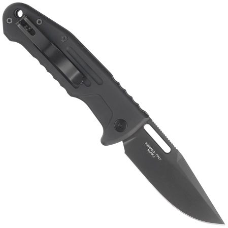 Fox New Smarty CP Automatic Knife, Black Aluminum, Black PVD N690Co by Stefano De Lorenzi (FX-503 ALB)