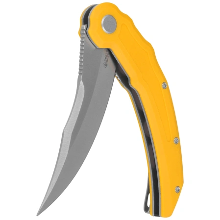 Kubey Crest Knife Yellow G10, Satin 14C28N by Yuze Zhong (KU346C)