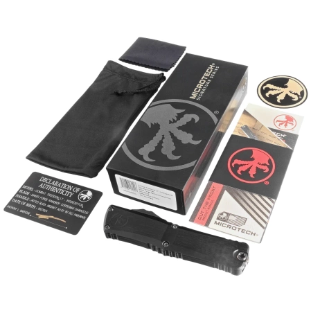 Nóż automatyczny OTF Microtech Custom Combat Troodon LT Interceptor Signature Black Aluminium, Baker Forge Raindrop CopperMai Damascus by Tony Marfione (1217-16MS1)