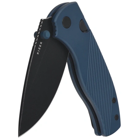 Kizer Glaux Knife Ink Blue Aluminum, Black PVD / Stonewashed 14C28N (V3801A3)