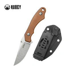 Kubey TLB II Knife Brown Micarta, Beadblasted 14C28N by Alessandra De Santis (KU468C)