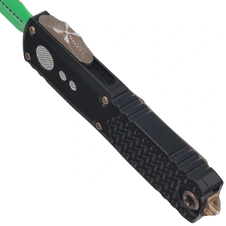 Microtech UTX-85 Gen IV D/E Signature OTF Knife Jedi Master Aluminum, Green M390MK by Tony Marfione (12324-1JM)