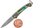 Nóż składany Third Decor Habitat Miniatura Brass/Abalone, Mirror Polished 420 (N89-7)