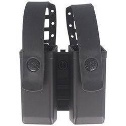 Podwójna ładownica ESP na dwurzędowe magazynki 9 mm Luger / .40 z obrotowym mocowaniem UBC-01 i paskiem zabezpieczającym, czarna (MH-MH-04-S)