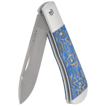Nóż składany Kizer Trestle D Grey Aluminium / Multicolored Vortex Micarta, Satin Nitro-V by Azo (V3760A2)