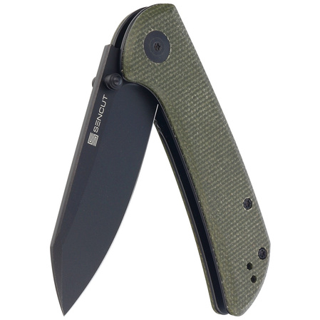 Sencut Knife Fritch Green Canvas Micarta, Black Stonewashed 9Cr18MoV (S22014-1)