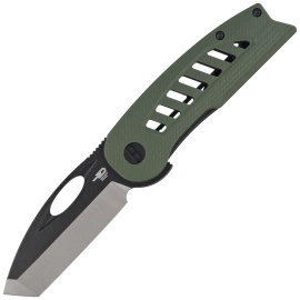 Bestech Explorer Knife Green G10, Satin/Black D2 (BG37B)