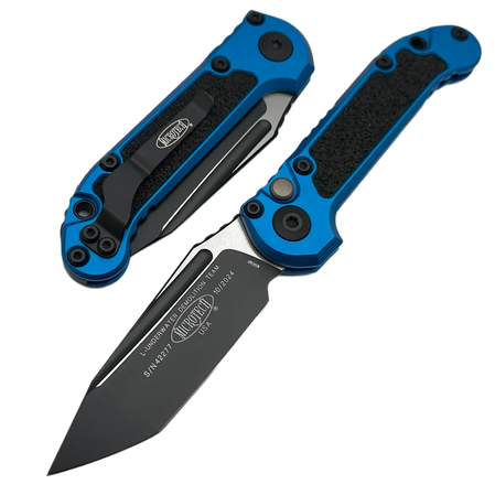 Microtech LUDT Gen III T/E Automatic Knife Blue Aluminum, Black M390MK by Tony Marfione (1136-1BL)