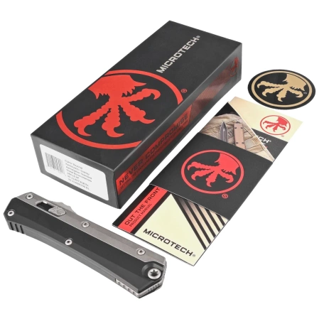 Microtech Glykon D/E Bayonet Black Aluminium / Apocalyptic Titanium, Apocalyptic M390 by Tony and Sean Marfione (184-10AP)