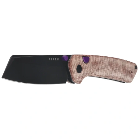 Kizer Madrac Knife Brown Norplex UltreX Micarta, Black PVD 14C28N by Matteo Pignatelli (V3693BSA1)