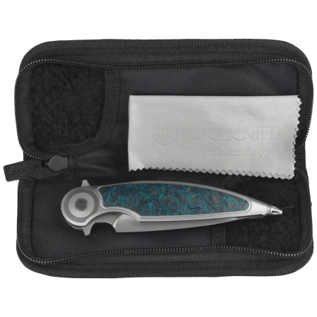 Rike Knife Viper 2 Gray Titanium / Green Carbon Fiber, Satin M398 by Richard Wu (Viper 2-B P/GrCF)