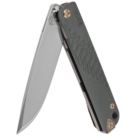 Nóż składany Medford M-48 Green Aluminium, Bronze HW/Clip, Tumbled S35VN by Greg Medford (MK2124TQ-40TM-T1C1-Q4)