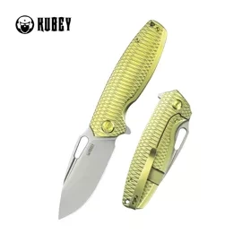 Kubey Tityus KB360G Knife Gold Pattern Titanium, Bead Blasted 14C28N