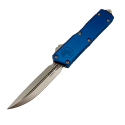 Nóż automatyczny OTF Microtech Scarab II Gen III Executive D/E-S Blue Aluminium, Stonewashed M390MK by Tony Marfione (1181-10BL)