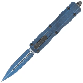 Microtech Dirac Delta D/E OTF Knife Weathered Blue Aluminum, Weathered Blue M390 by Tony Marfione (227-1WBL)