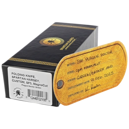 Nóż składany Spartan Blades Harsey Folder Special Edition Plague Doctor Green Titanium, Bronze HW, Satin MagnaCut by William W. Harsey Jr. (SF5DOCTOR)