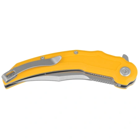 Kubey Crest Knife Yellow G10, Satin 14C28N by Yuze Zhong (KU346C)