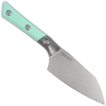 Microtech Santoku 4.2'' Kitchen Knife Titanium Bolster/Caribbean Blue G10, Stonewashed M390MK (3300B-10CA)