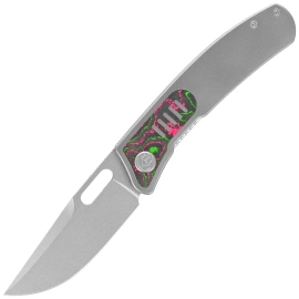 Kubey KB Knives Common Thread Gray Titanium/Watermelon Sugar Camocarbon, Stonewashed M390 by Justin Lundquist (KB377B)