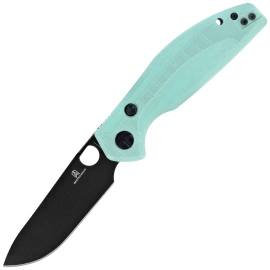 Bestechman Angry Owl Knife Aqua G10, Black PVD D2 by Keanu Alfaro (BMK12B-2)