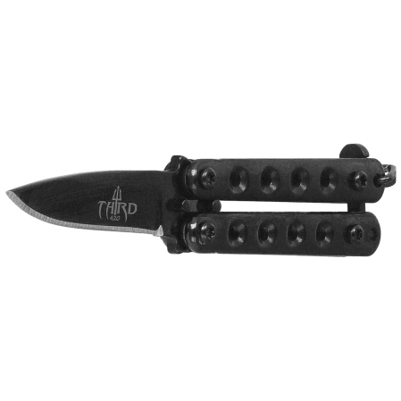 Third Decor Habitat Balisong  Keychain Knife Black Stainless Steel, Black Stainless Steel (TH-K2824N)