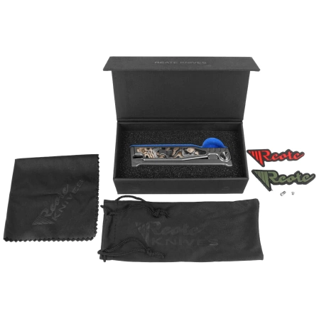 Nóż grawitacyjny Reate EXO-M OTF Gravity D/E Bead Blasted Titanium/Burl Linen Micarta, Satin Elmax