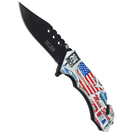 Nóż ratowniczy Herbertz CJH US Flag, Black Blade 420 (44004)