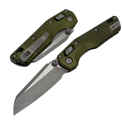 Microtech MSI Mini S/E Knife Frag OD Green Aluminum, Apocalyptic M390MK by Tony Marfione (210M-10APFROD)
