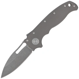 Demko AD20.5 Slicer Shark Knife Smooth Titanium, Stonewashed CPM 3V by Andrew Demko (AD20.5-3V-Smooth TI-SS)