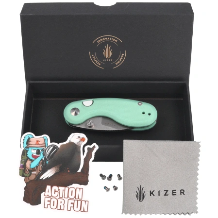 Nóż składany Kizer Microbe Green G10, Satin 14C28N by Maksim Epifantsev (V2742A4)