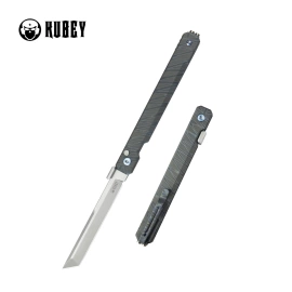 KB Kubey Prism T/E KB243C Knife, Flamed Titanium, Bead Blasted 14C28N by Yuze Zhong