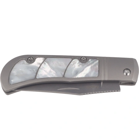 Kizer Trestle Knife Silver Titanium / Mother of Pearl, Hand Brushed S45VN by Azo (Ki3761A3)