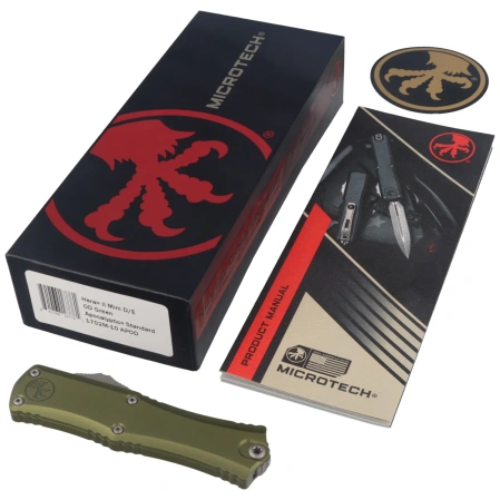Microtech Hera II Mini D/E OTF Knife OD Green Aluminium, Apocalyptic M390MK by Tony Marfione (1702M-10APOD)
