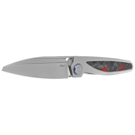 Nóż składany Rike Knife RK-Baidi-S-P/RCF Gray Titanium / Red Carbon Fiber, Bead Blasted M390