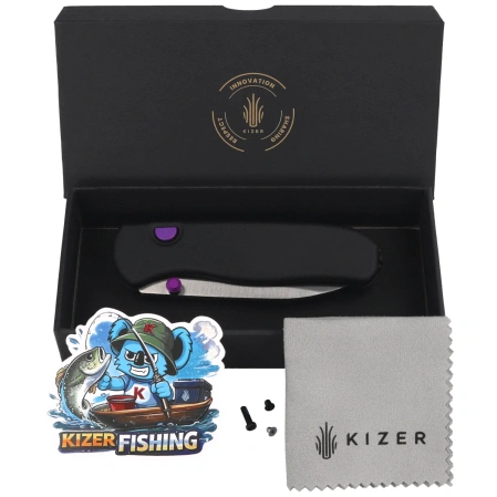 Nóż składany Kizer Drop Bear Zero Black Aluminium, Satin Elmax by Azo (Ki3619BDA3)