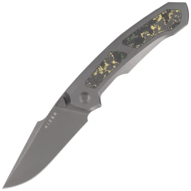 Kizer Feweed Knife Gray Titanium / Toxic Storm Fat Carbon, Gray Stonewashed S90V by Vu Huynh Nam Anh (Ki3694A2)